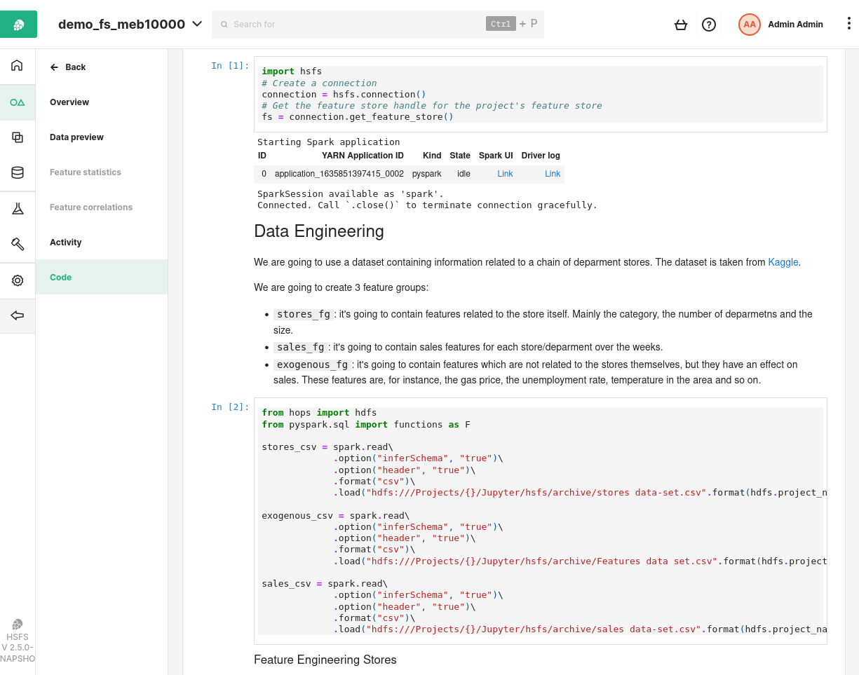 Hopsworks Code Preview