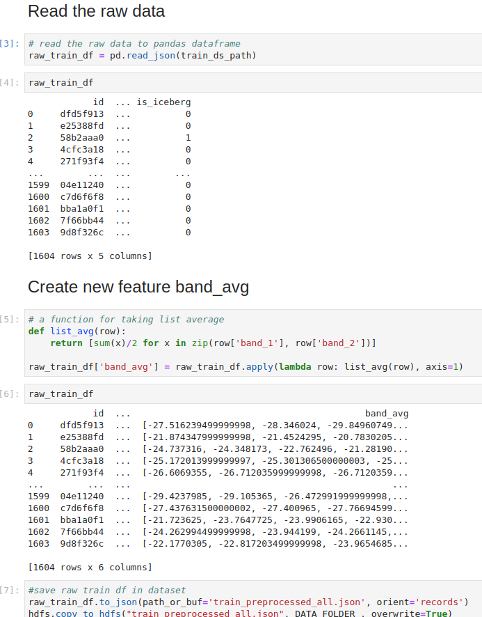 Python code creating band_avg feature from band_1 and band_2