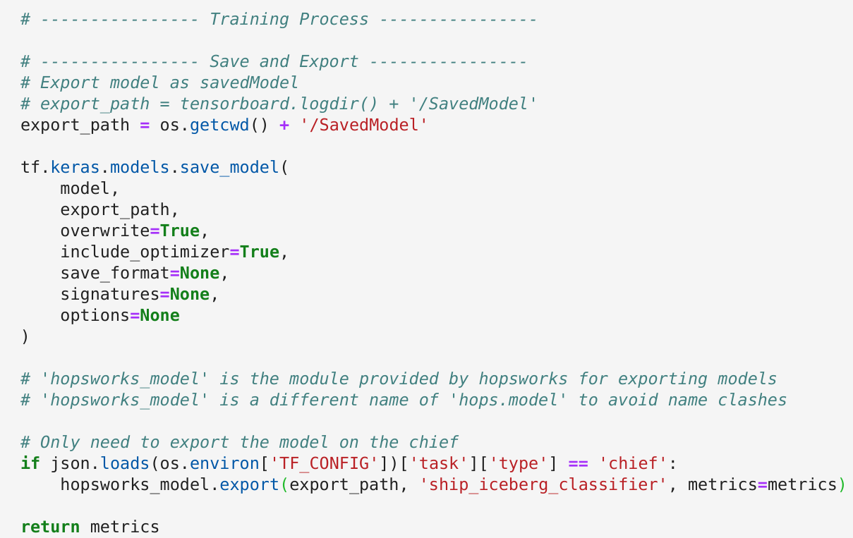 Distributed training function code for iceberg classification