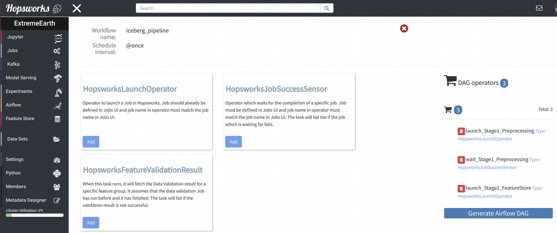 Airflow service UI in Hopsworks