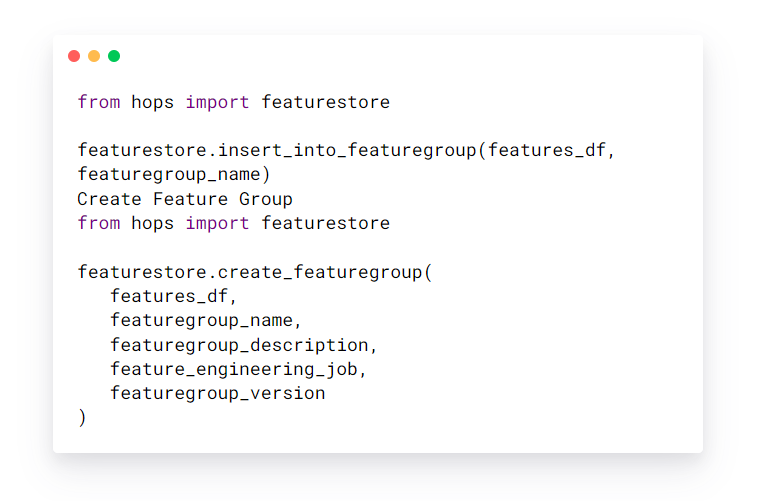 create a feature group (code snippet)
